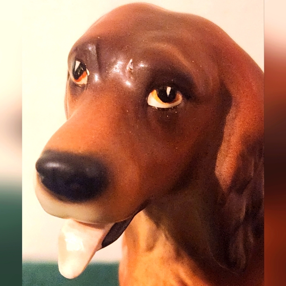 Porcelain Dog Figure Retriever Japan Ceramic Statue Lipper Mann Irish Setter Pet